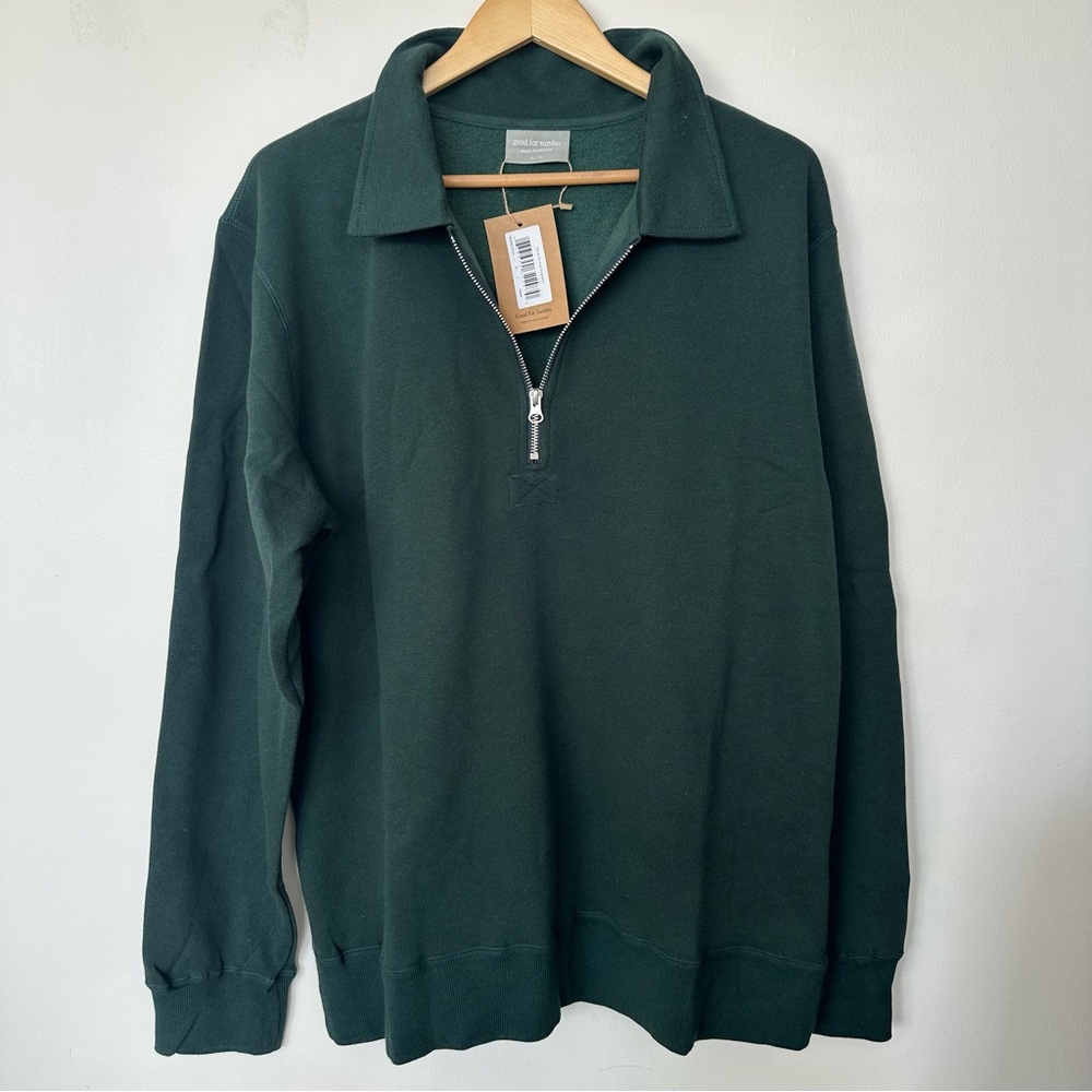 Good for Sunday Tencel Zip Sweatshirt XL Green Made in Canada NWT